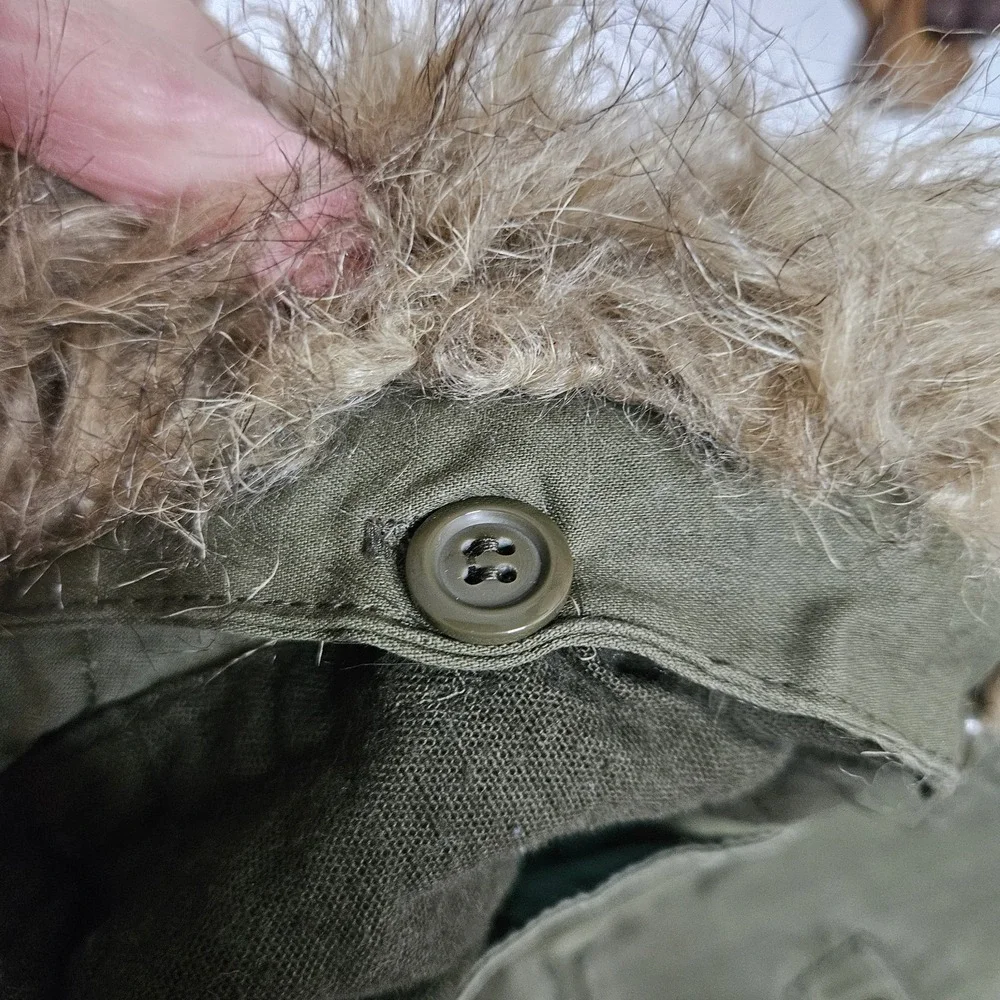 Zara Baby Boy  Army Green Faux‎ Fur Hooded Winter Jacket Coat Size 18 24 Months